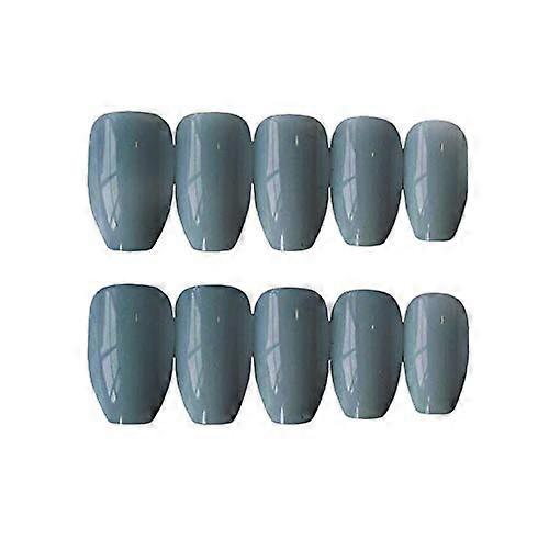Press On Nails Coffin Shape Grey Acrylic False Nails Set Medium Long Tips Easy Adhesive Application