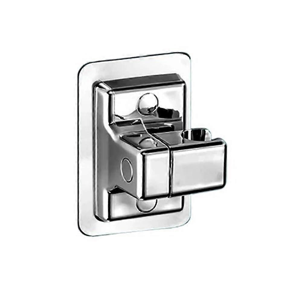 2pcs Adjustable Wall Mounted Shower Head Holder Self Adhesive Rust Resistant Silver Bathroom