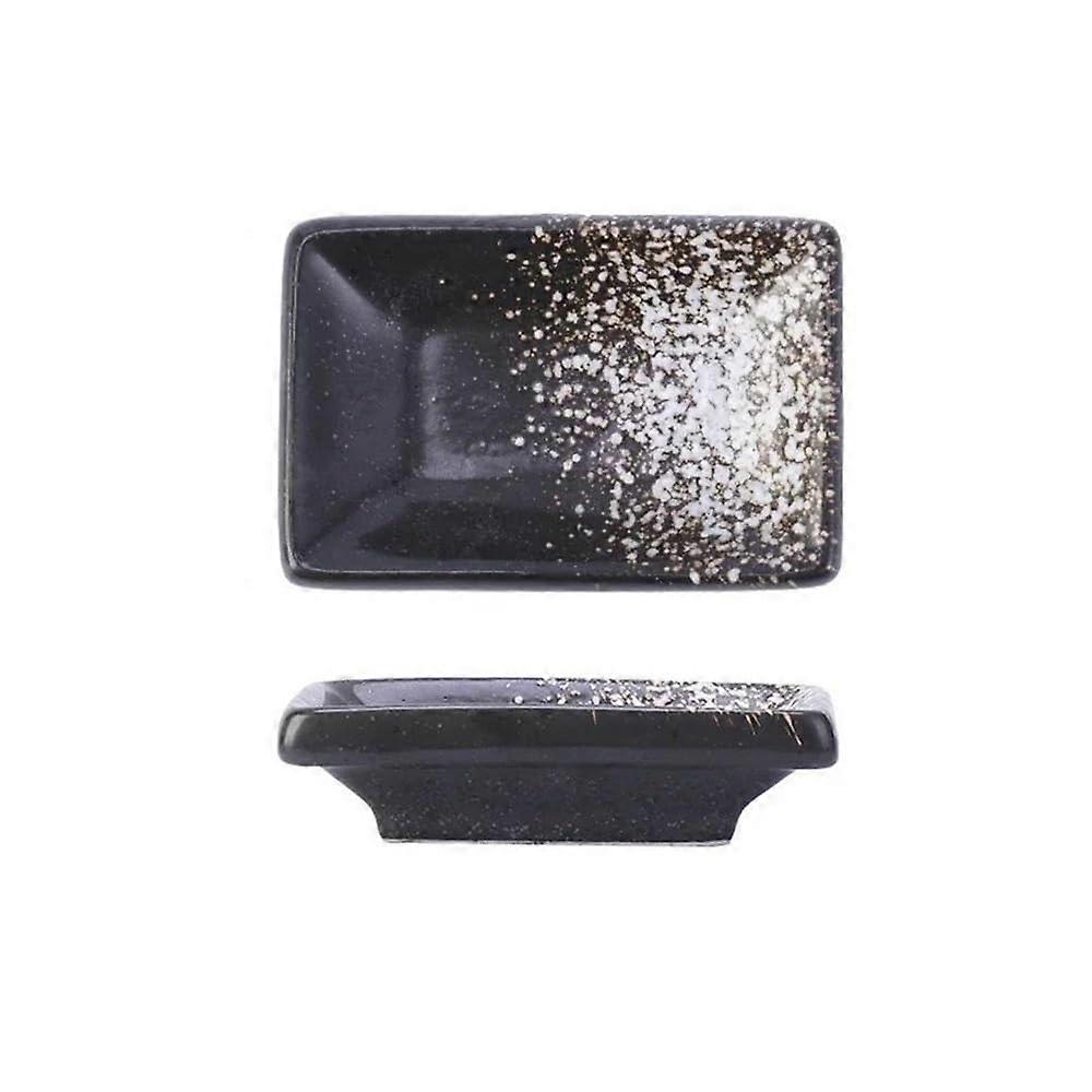 Ceramic Dipping Bowls Set 4pcs Rectangular Porcelain Sauce Dishes for Snacks and Condiments Black White