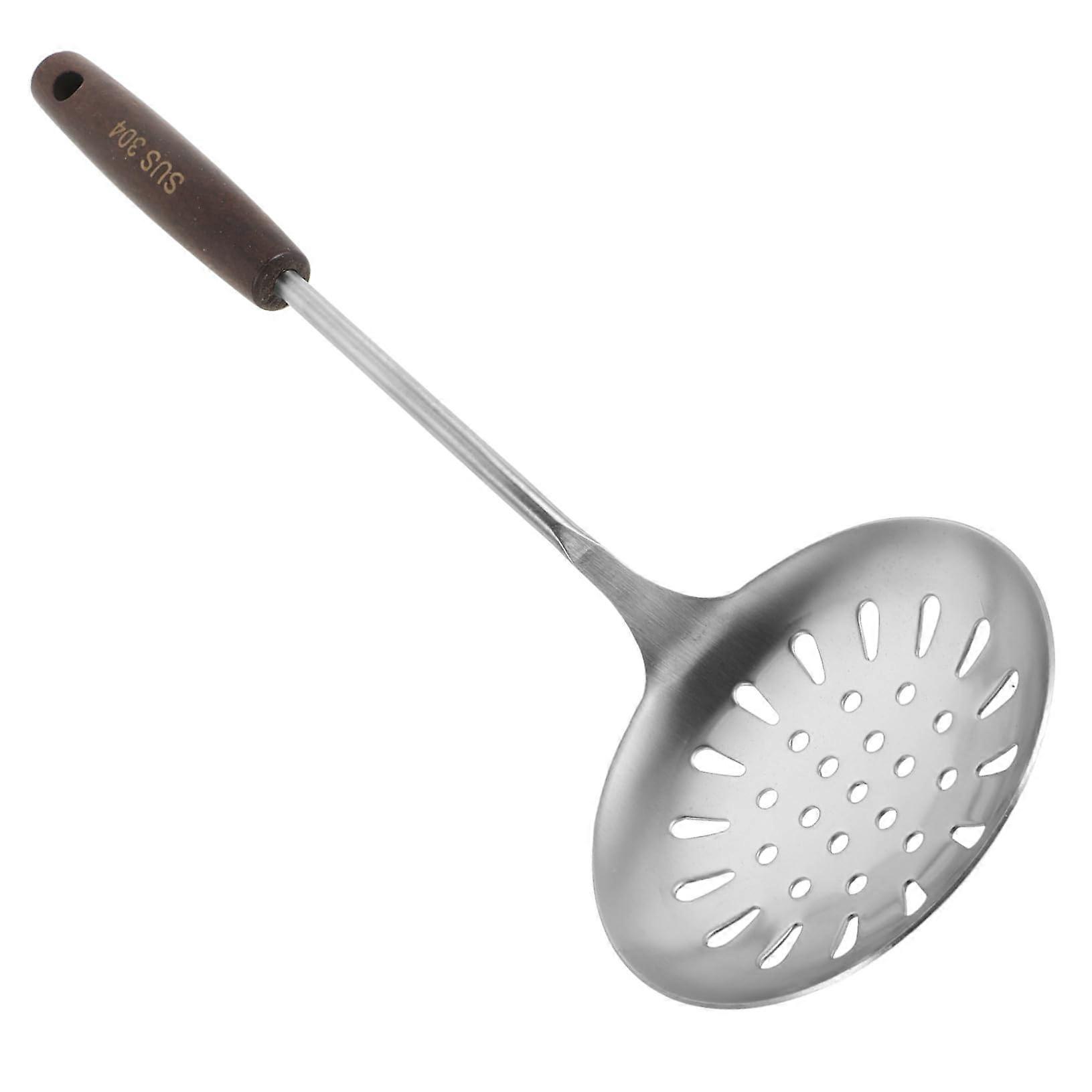 Stainless Steel Slotted Spoon with Wooden Handle for Efficient Draining and Multifunctional Cooking