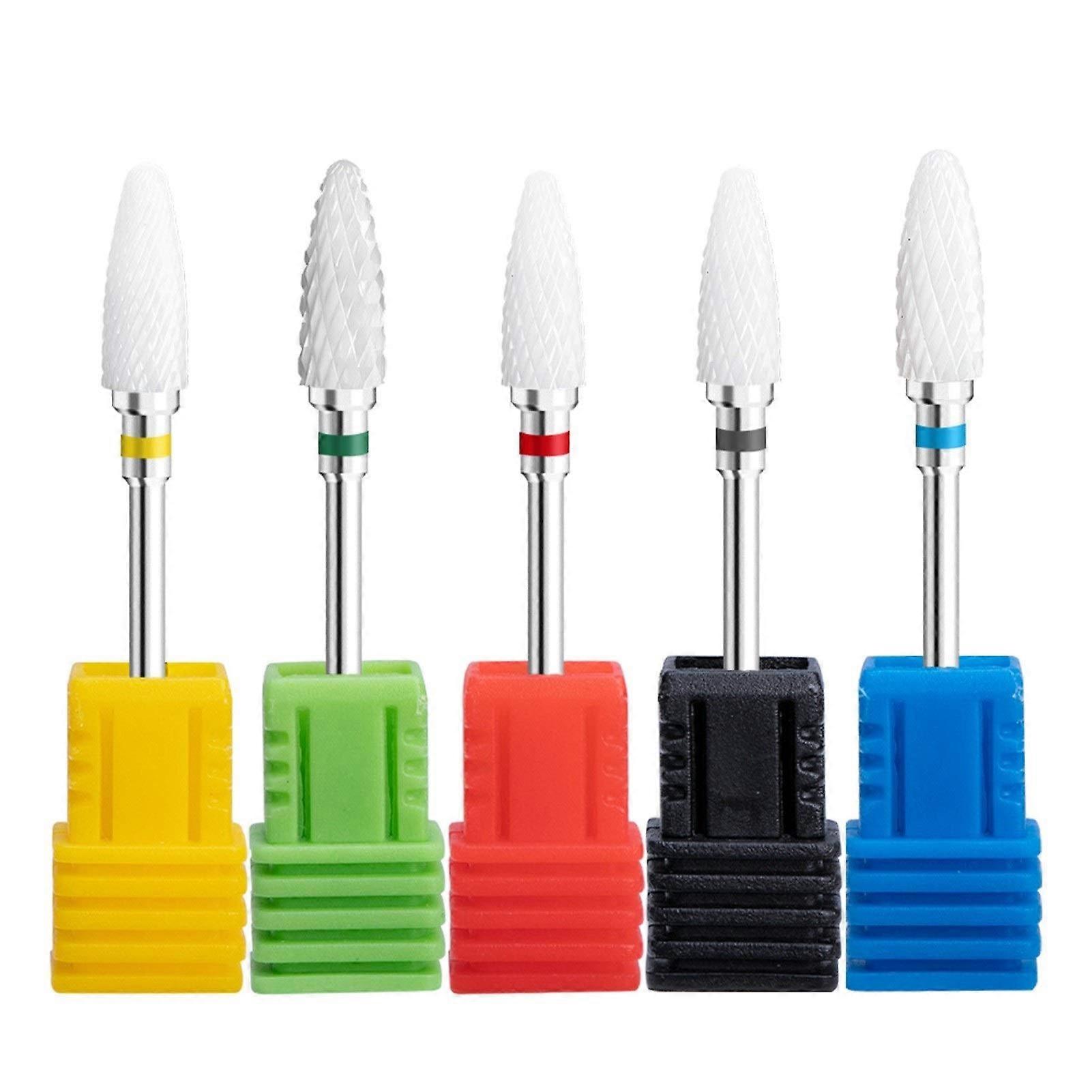 Ceramic Nail Drill Bit Set 5pcs for Acrylic Nails, Precise Shaping and Smooth Polishing