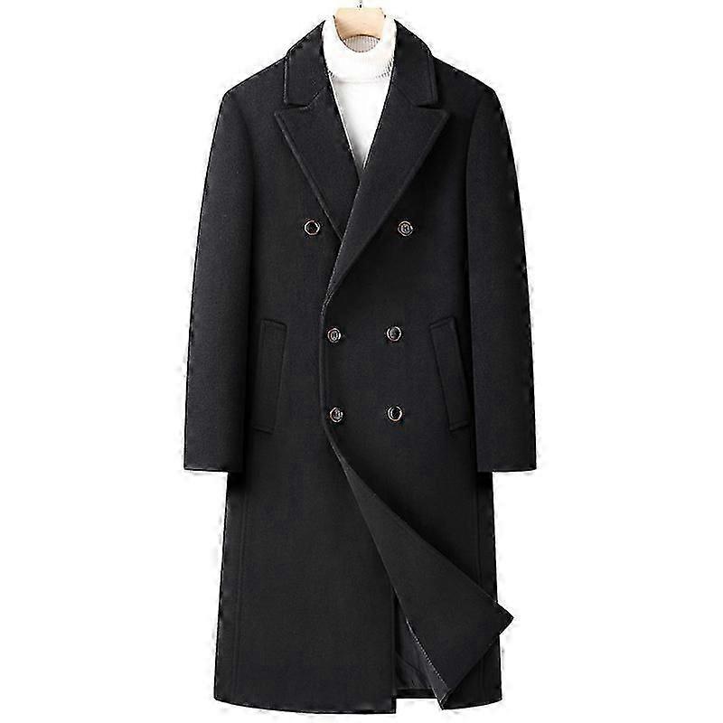 Men's Stylish Wool Blend Double Breasted Long Pea Coat