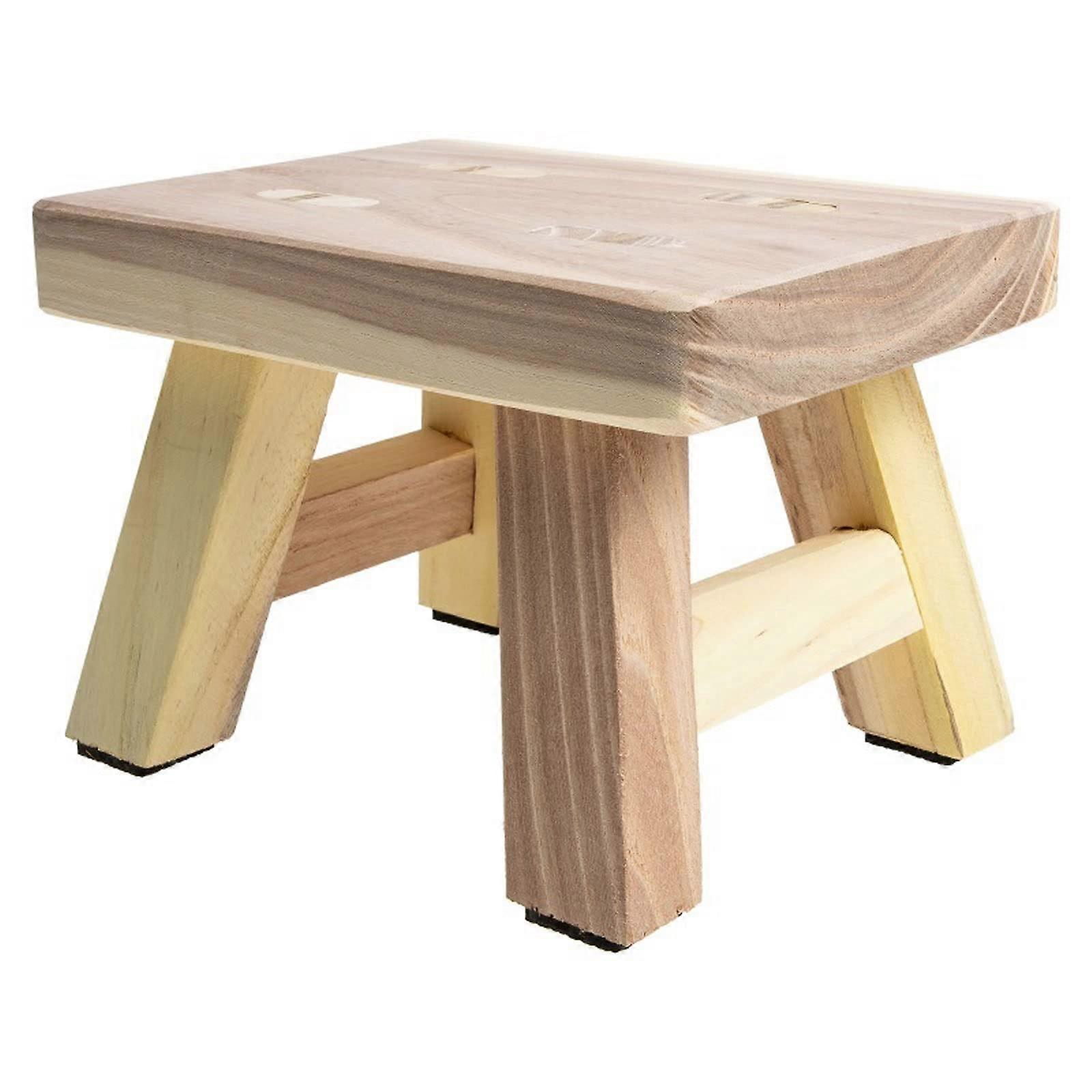 Wooden Step Stool MultiPurpose Rustic Side Table Plant Stand for Kitchen Bedroom Garden