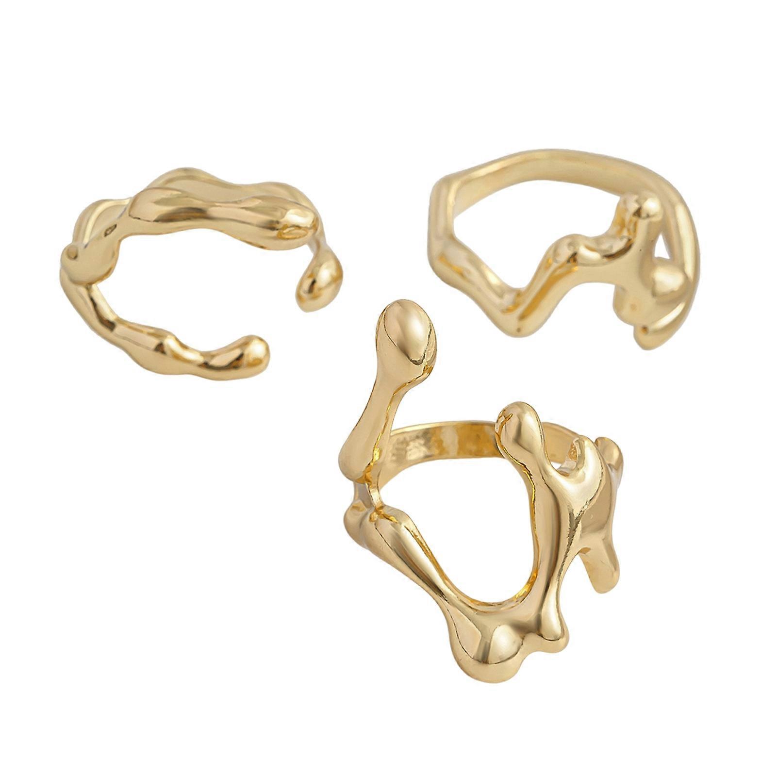 Irregular Open Stacking Rings - Geometric Knuckle Ring for Women
