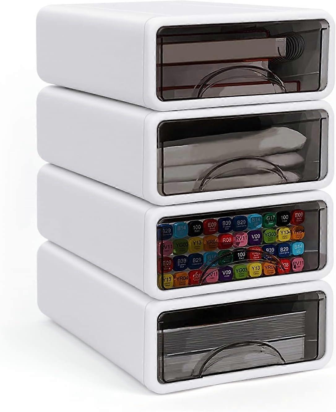 Desktop storage boxes, four-tier stackable desktop storage boxes, plastic storage drawers, cosmetic desktop drawer storage boxes