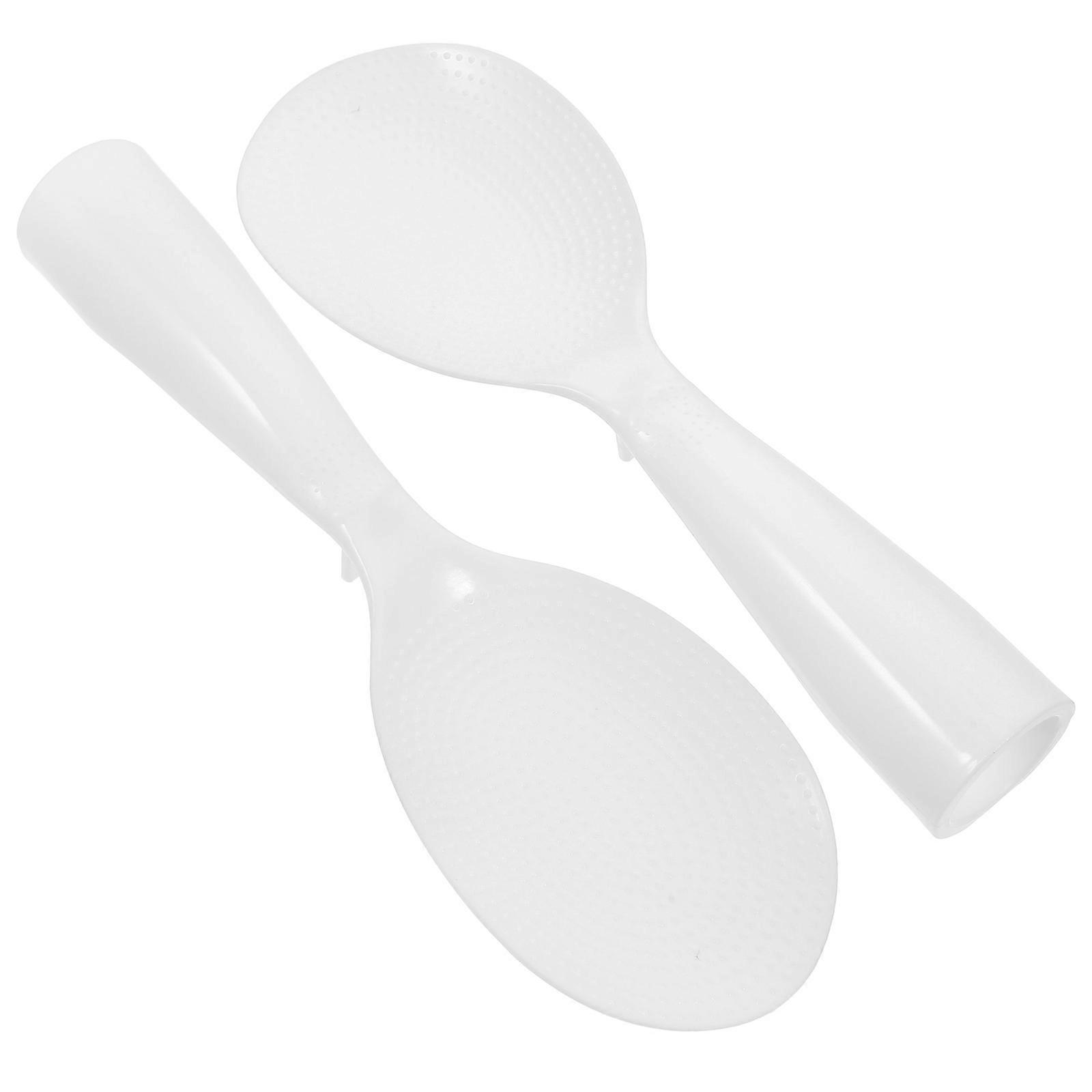 Reusable Rice Spatula for Rice Serving 2Pcs White Plastic Kitchen Spoon