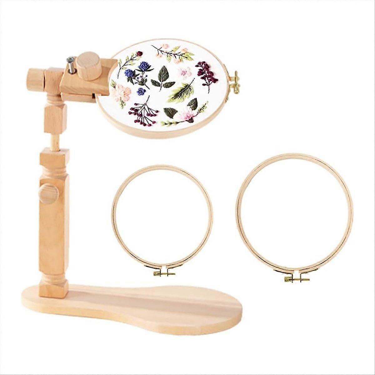 Adjustable Embroidery Hoop Stand with 2PCS Hoops, for Sewing Projects