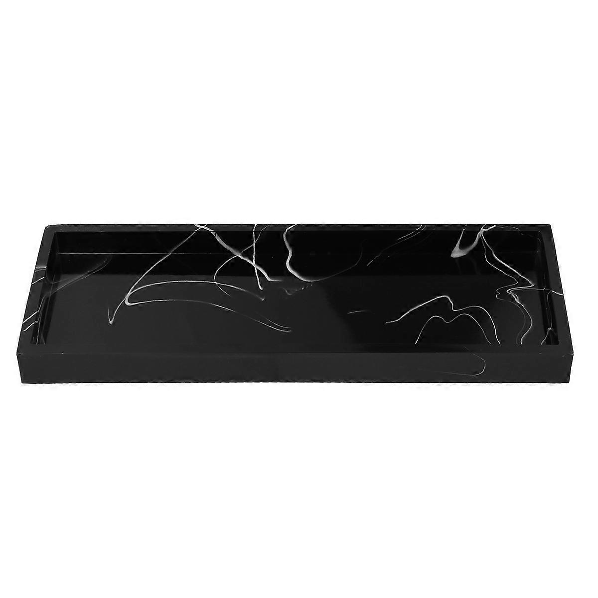 Resin Storage Tray Hotel Marble Texture Bathroom Accessory Black 1Pack