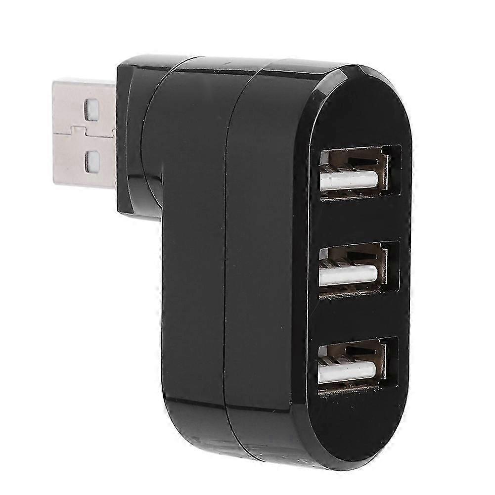 Docking Station 3-Port Hub USB2.0 Splitter Computer Accessory Rotatable Thin Lightweight Black
