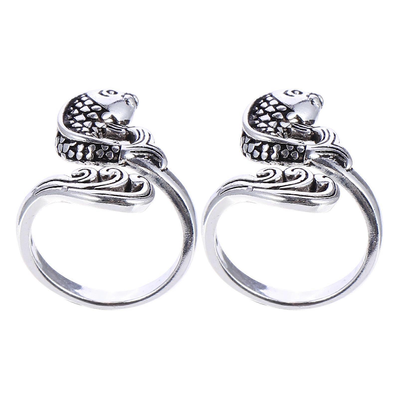 Finger Knitting Ring Silver Loop for Sewing 2Pcs Crochet Loop Tool