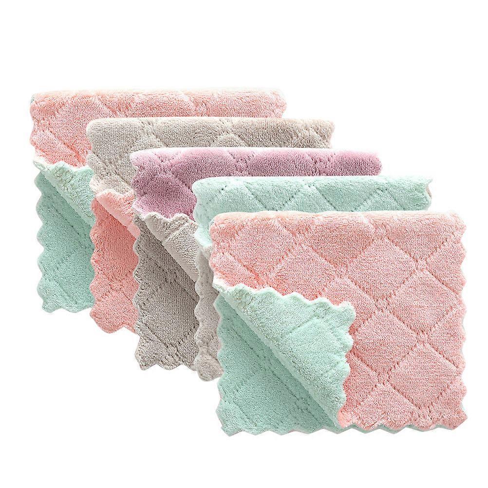 Solid Color Dishcloth 5Pcs Multipurpose for Washing Dishes