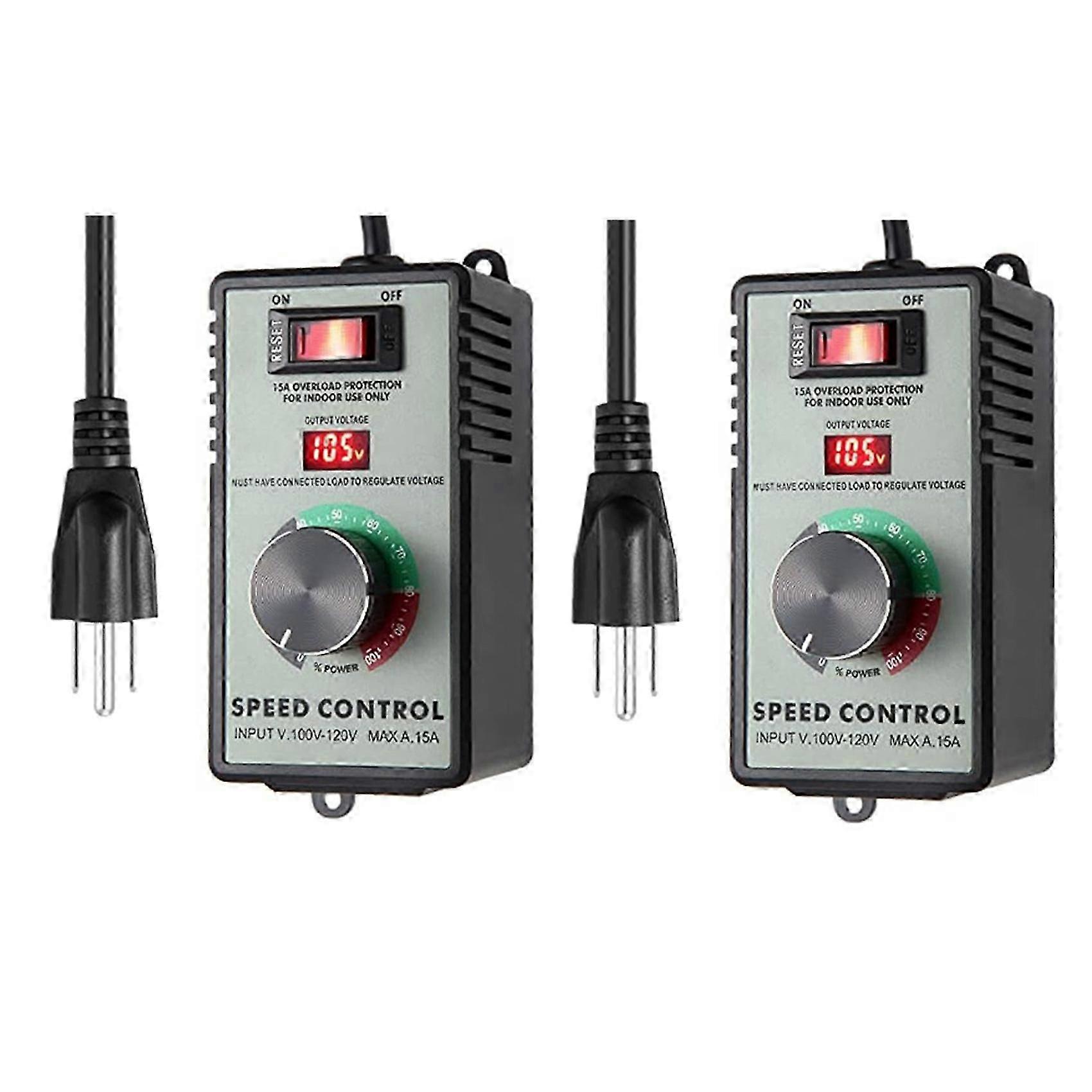 2X US Plug,AC Motor Speed Controller,15A Max, AC Electric Fan Variable Speed Controller Electronic Voltage Regulator JH4