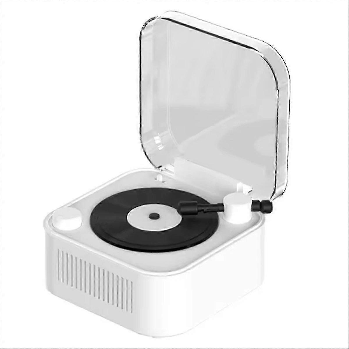 Vintage Turntable Wireless Bluetooth Speaker, Long Battery, White