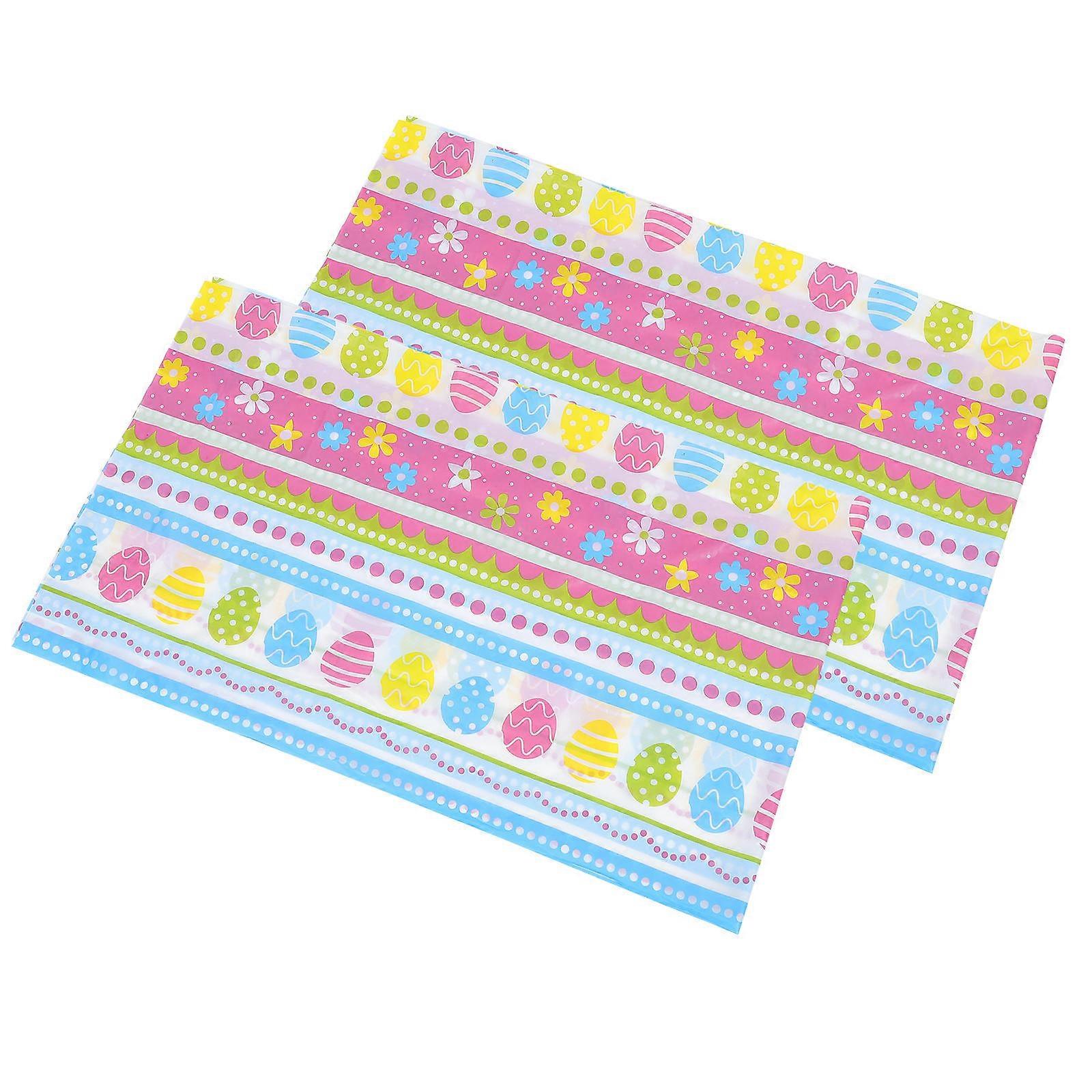 2 Pcs Decorative Easter Table Cloth Easter Theme Table Cloths Scene Layout Props