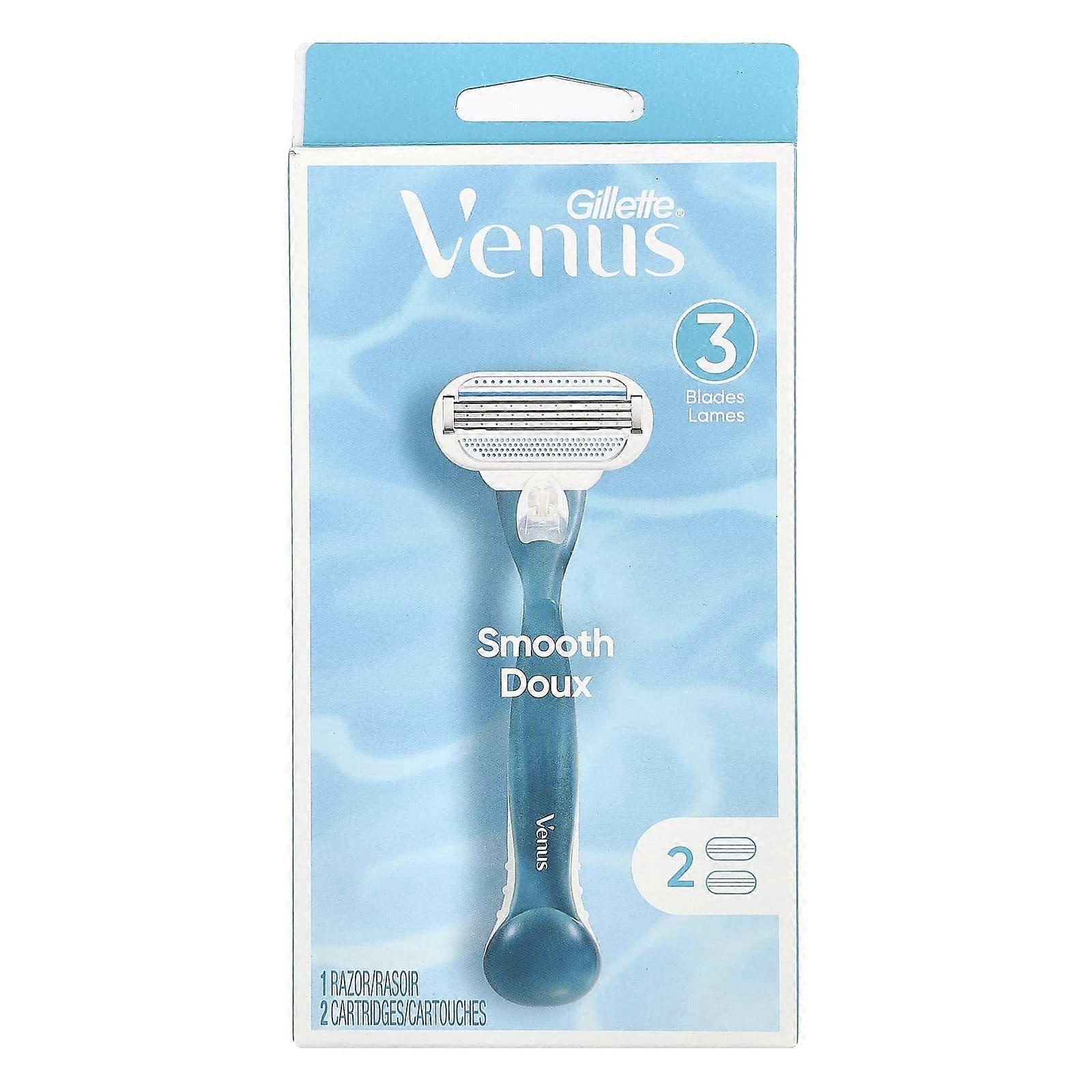 Gillette, Venus, Smooth, 1 Razor, 2 Cartridges, 2-Pack