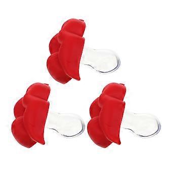 Red Silicone Funny Pacifiers Baby Comforting Tool 3Pcs Lip Design