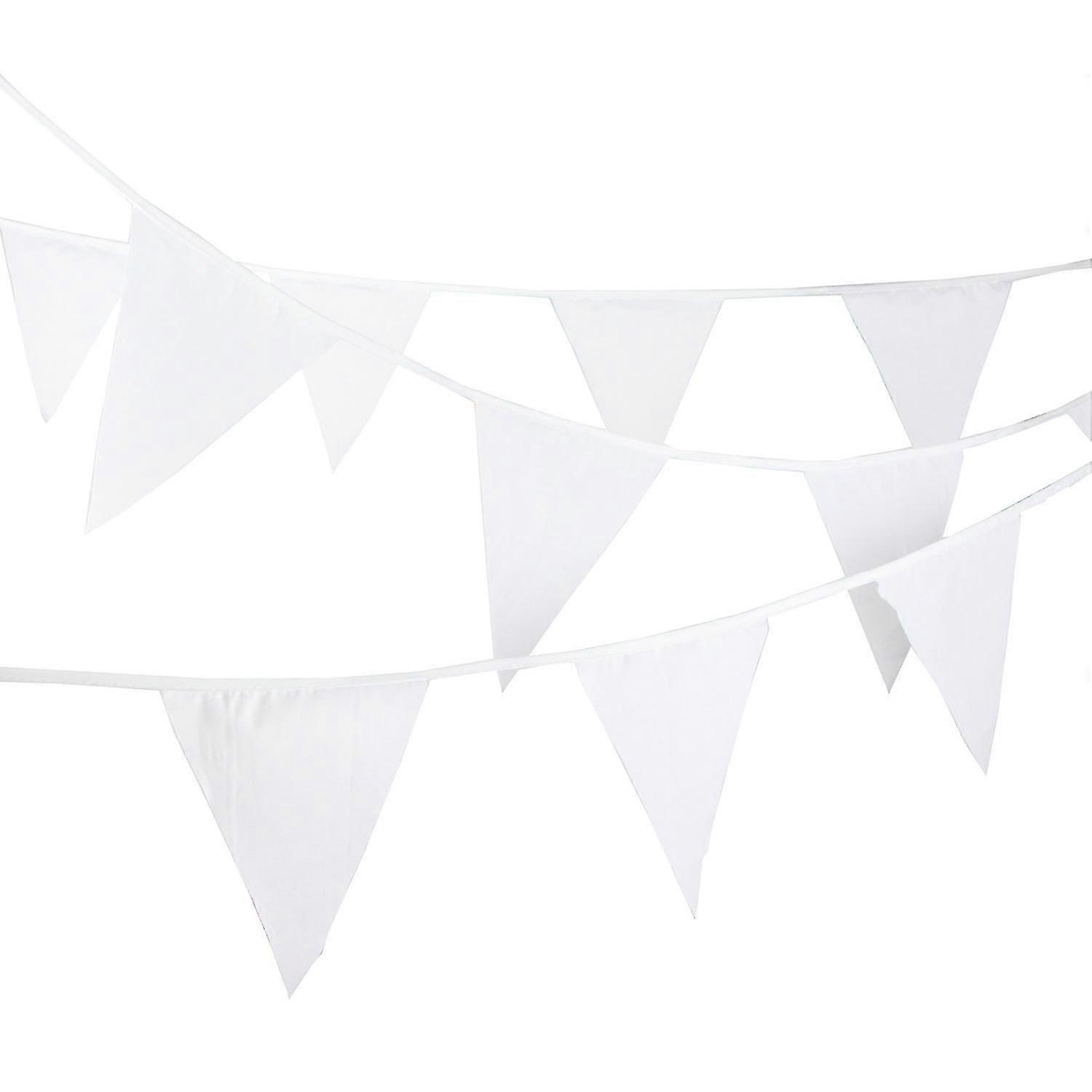 32feet Solid White Pennant Banner Flags String Triangle Bunting Flags,decorations