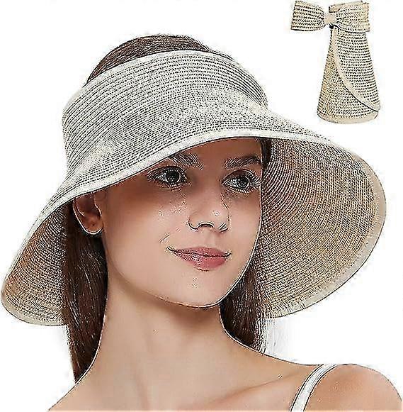 Women's Wide Brim Straw Sun Visor Hat