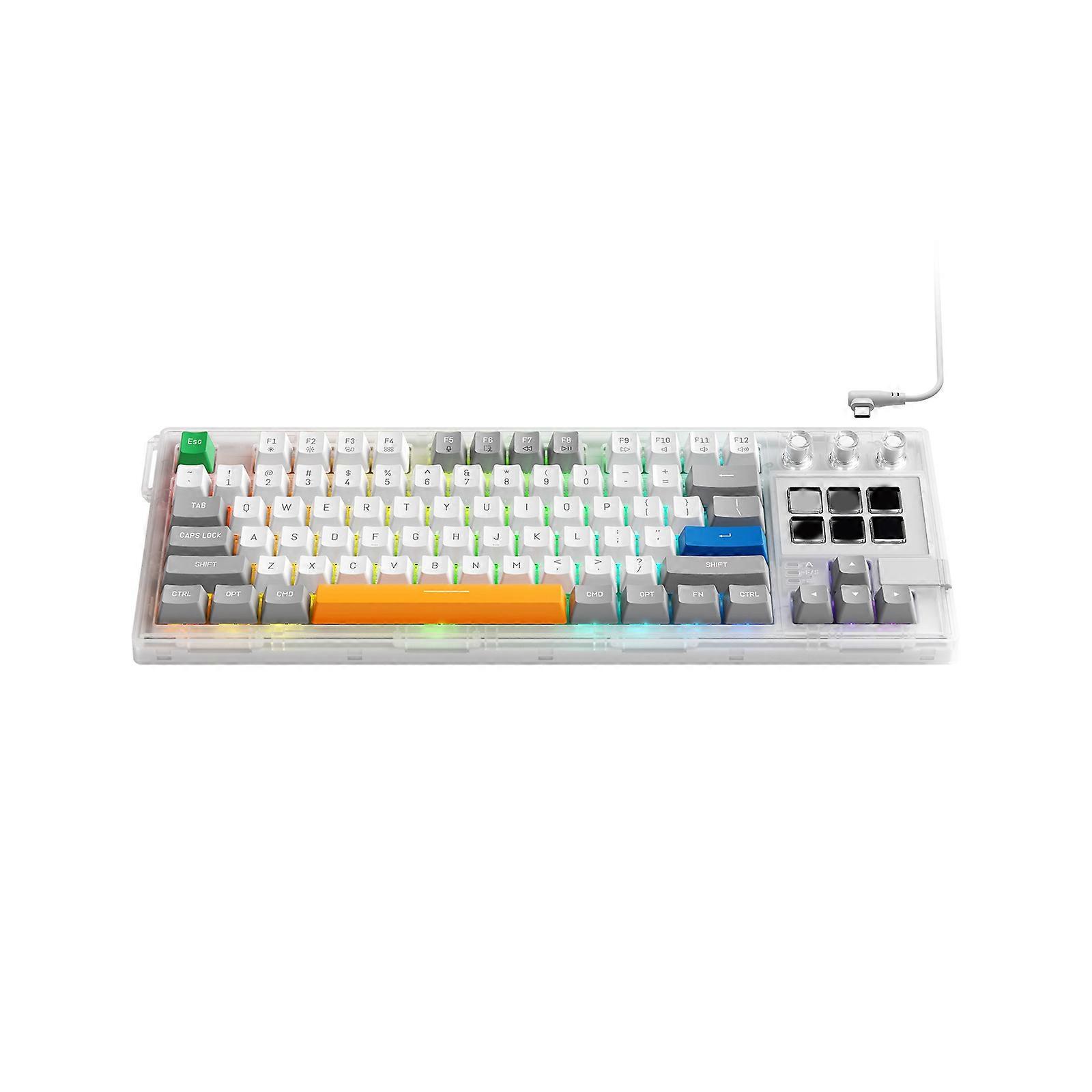 LCD Display Pad Mechanical Keyboard with 3 Control Knobs, Changeable Switches Mount and Programmable Input for Office Gaming Streaming Tasks