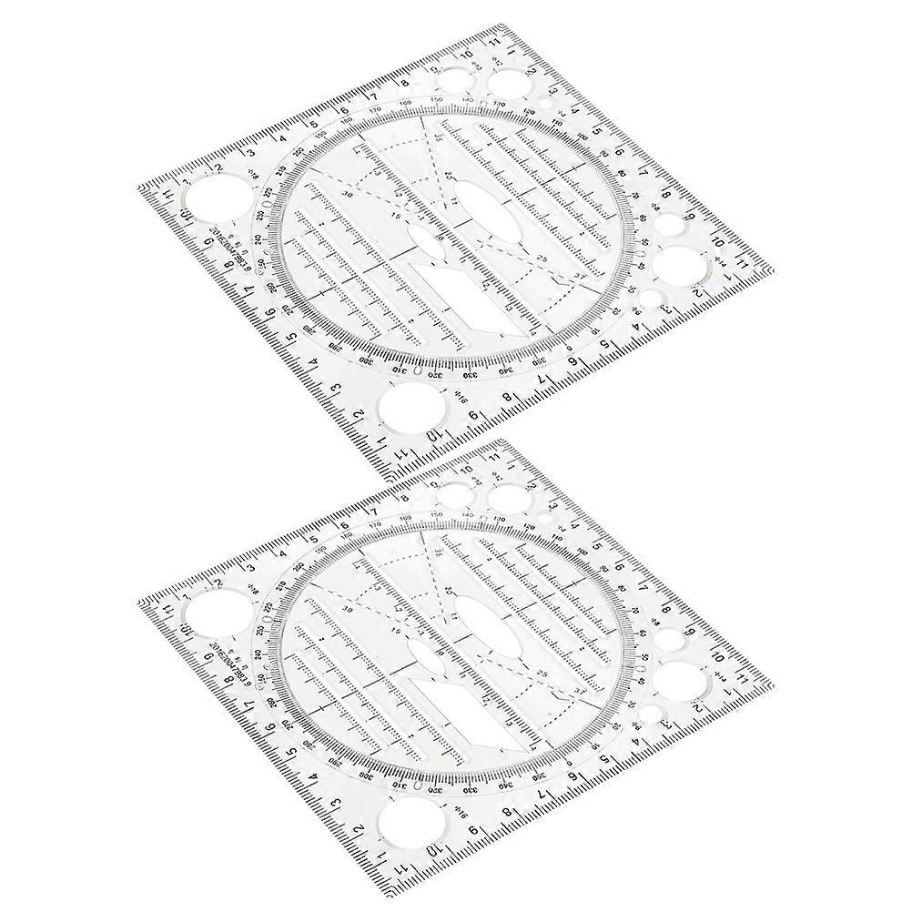 2pcs  Students Drawing Stencil Multi-functional Engineering Ruler Office School Supply