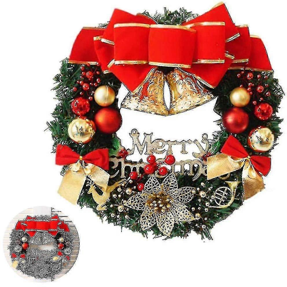 30cm Artificial Christmas Wreath with Decorations, Realistic PVC & Iron, Indoor Outdoor Front Door Decor