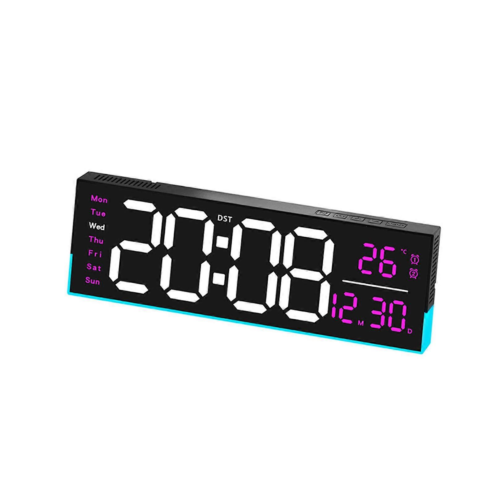 Large Screen LED Wall & Desktop Clock with Brightness Adjustment Temperature Date Display, Count Up/Countdown Timer Function for Living Room Office
