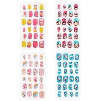 Children False Nail Glitter Full Fake Nails for Nail Art 96Pcs Set