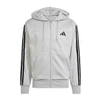 Felpa con cappuccio e zip intera Adidas da uomo con 3 strisce in pile