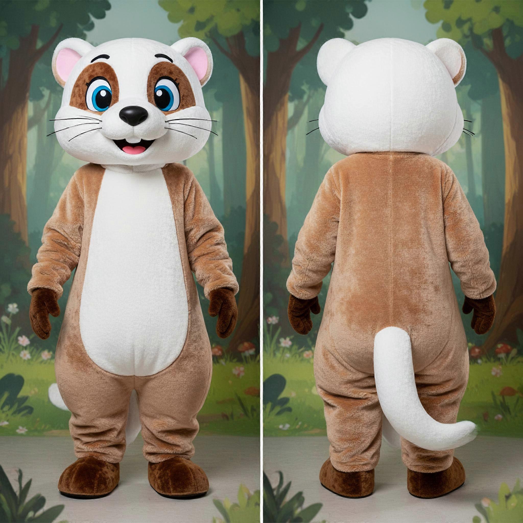 MASTICOT Ivory White Playful Weasel Mascot