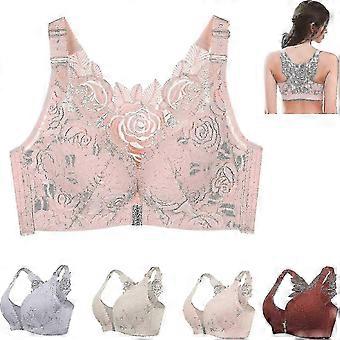 Floral Secrets Comfort Rose Bra - Front Closure Push Up Wireless Seamless Bra for Lift & Support 26-27