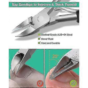 Thick Ingrown Toenail Clippers compatible with Seniors - 6-in-1 Stainless Steel Kit with Nail File, Cuticle Cutter