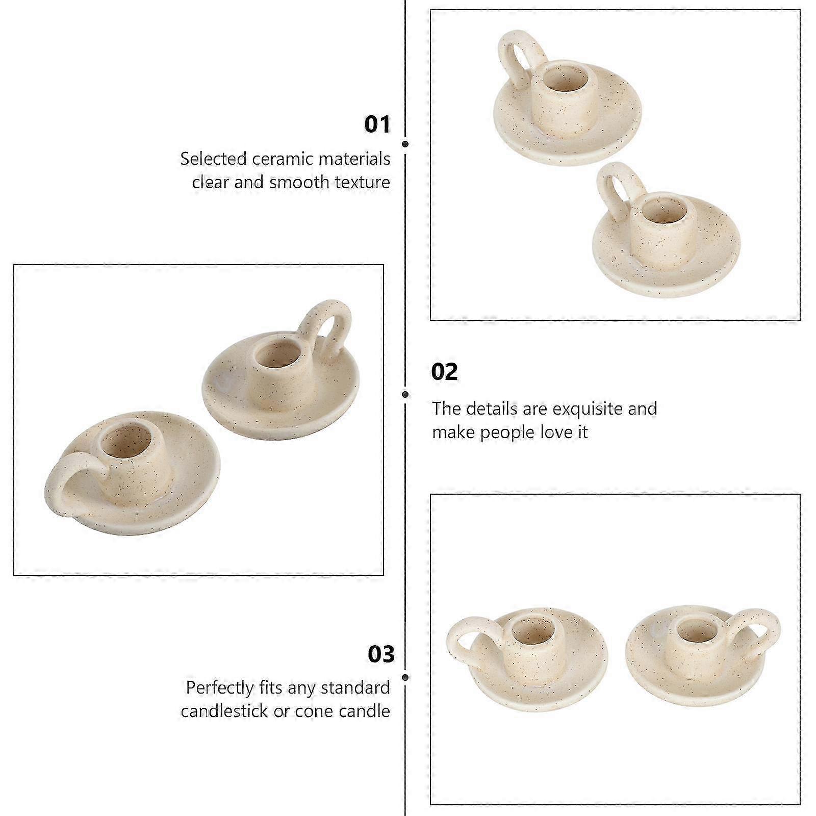 Nordic Ceramic Candleholder Taper Stand compatible with Desktop Decor 2Pcs