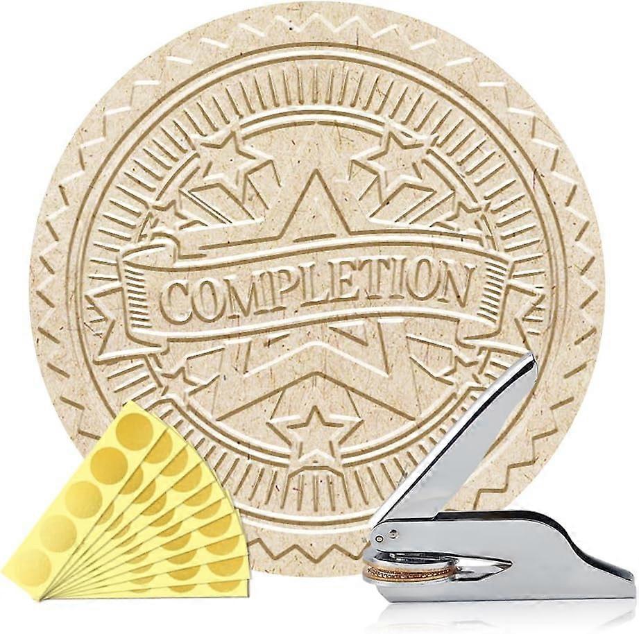 Letter Book Embosser Personalized Completion Pattern Book Stamp,Durable Library Stamp with Handle Set for Books,Library,Envelopes,Documents