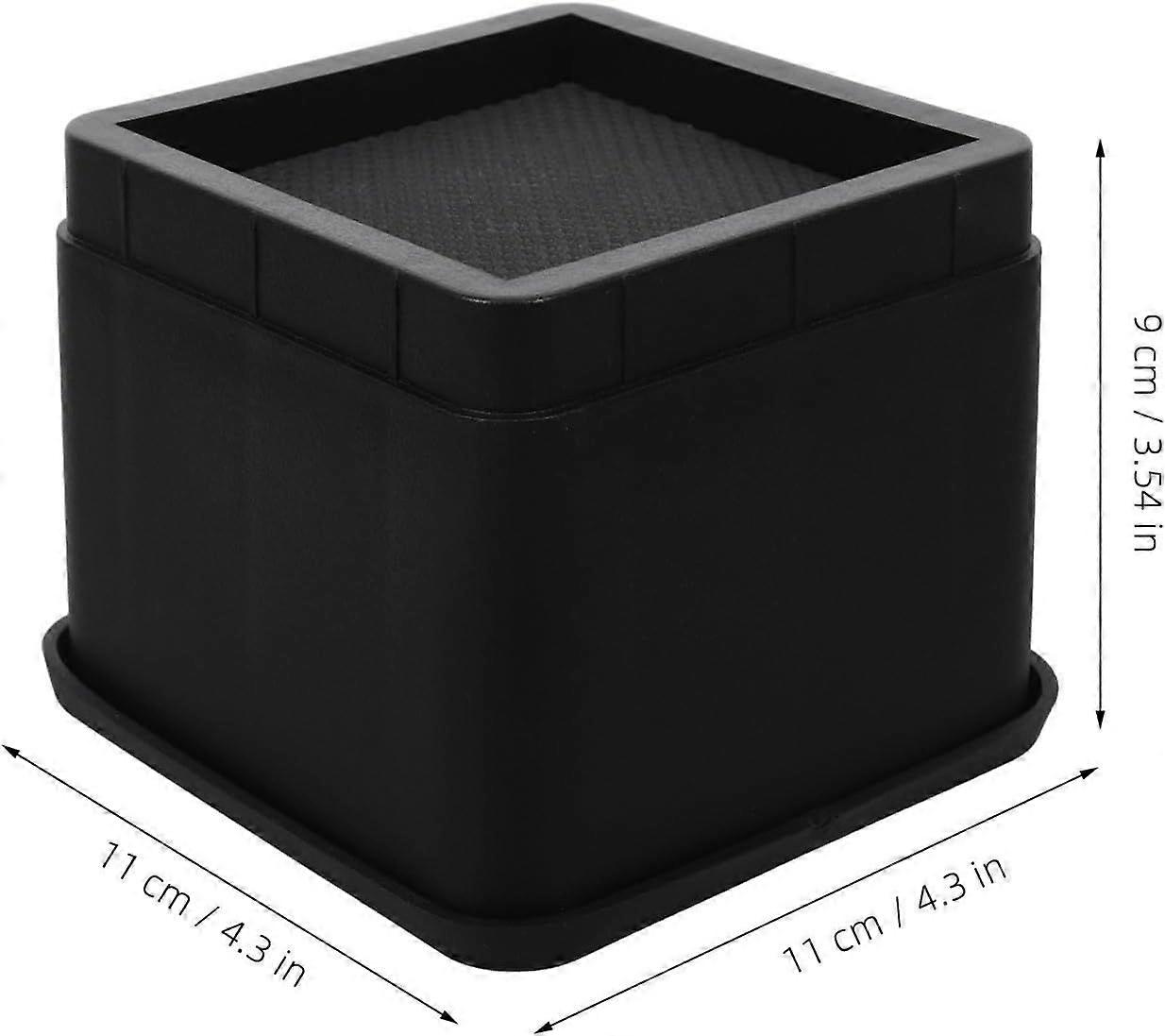 Stackable Furniture Riser Blocks 4pcs Black Square 3 Inch for Legs