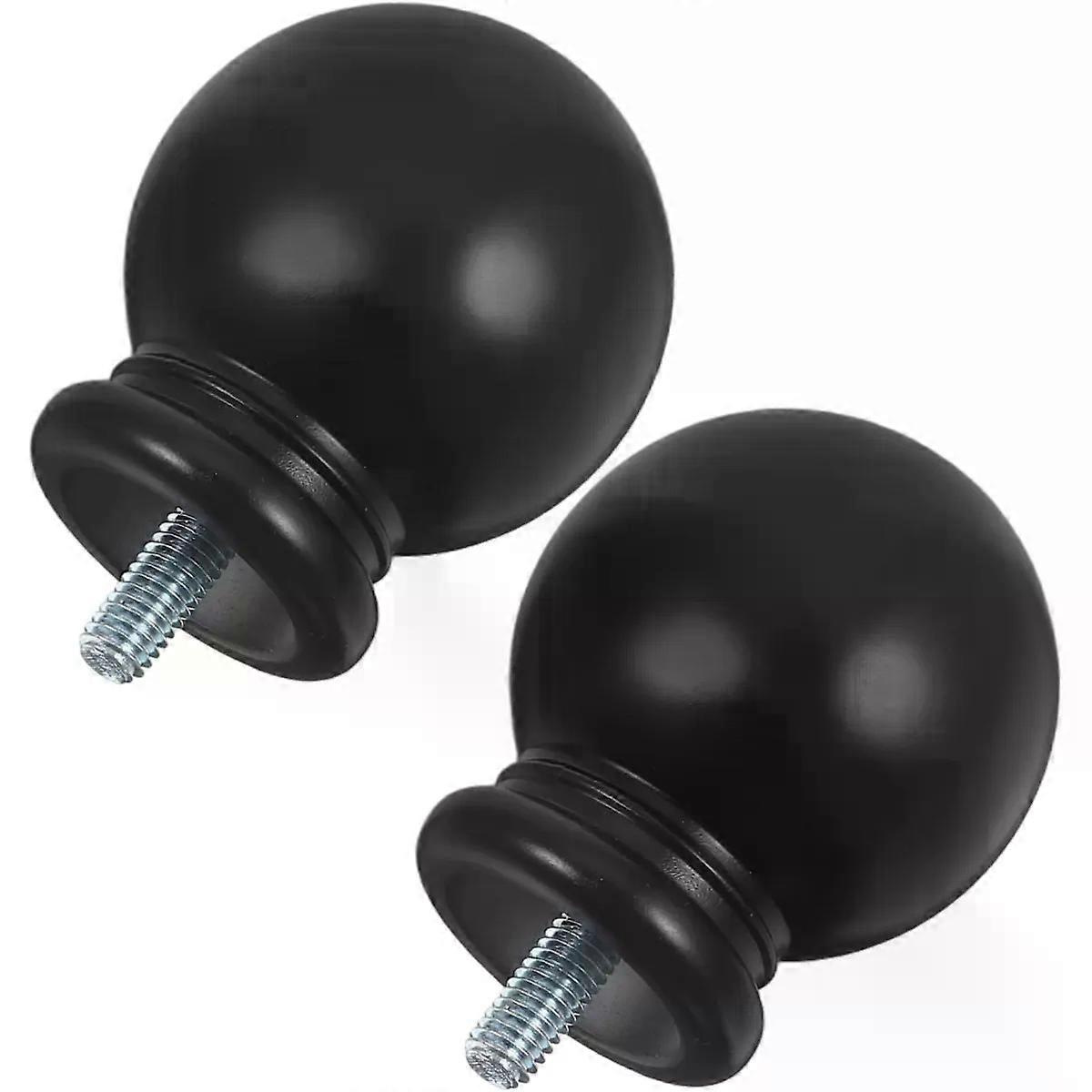 Pole Finials 2pcs Black Plastic Ball Top End Caps