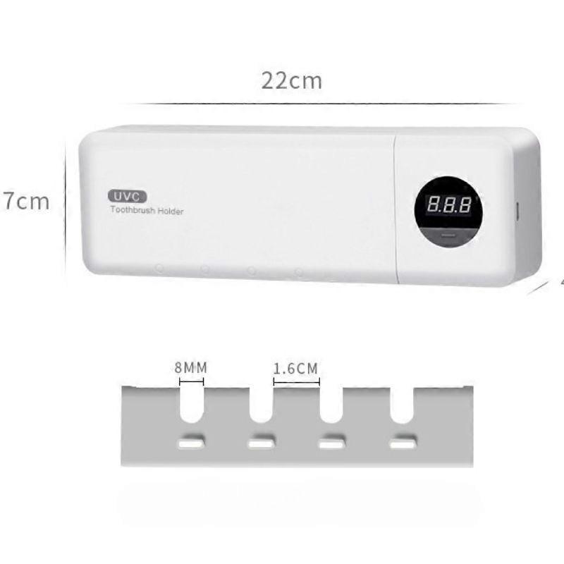 UV Rechargeable Toothbrush Sterilizer With Case Digital Display Wall Mount Toothpaste Dispenser