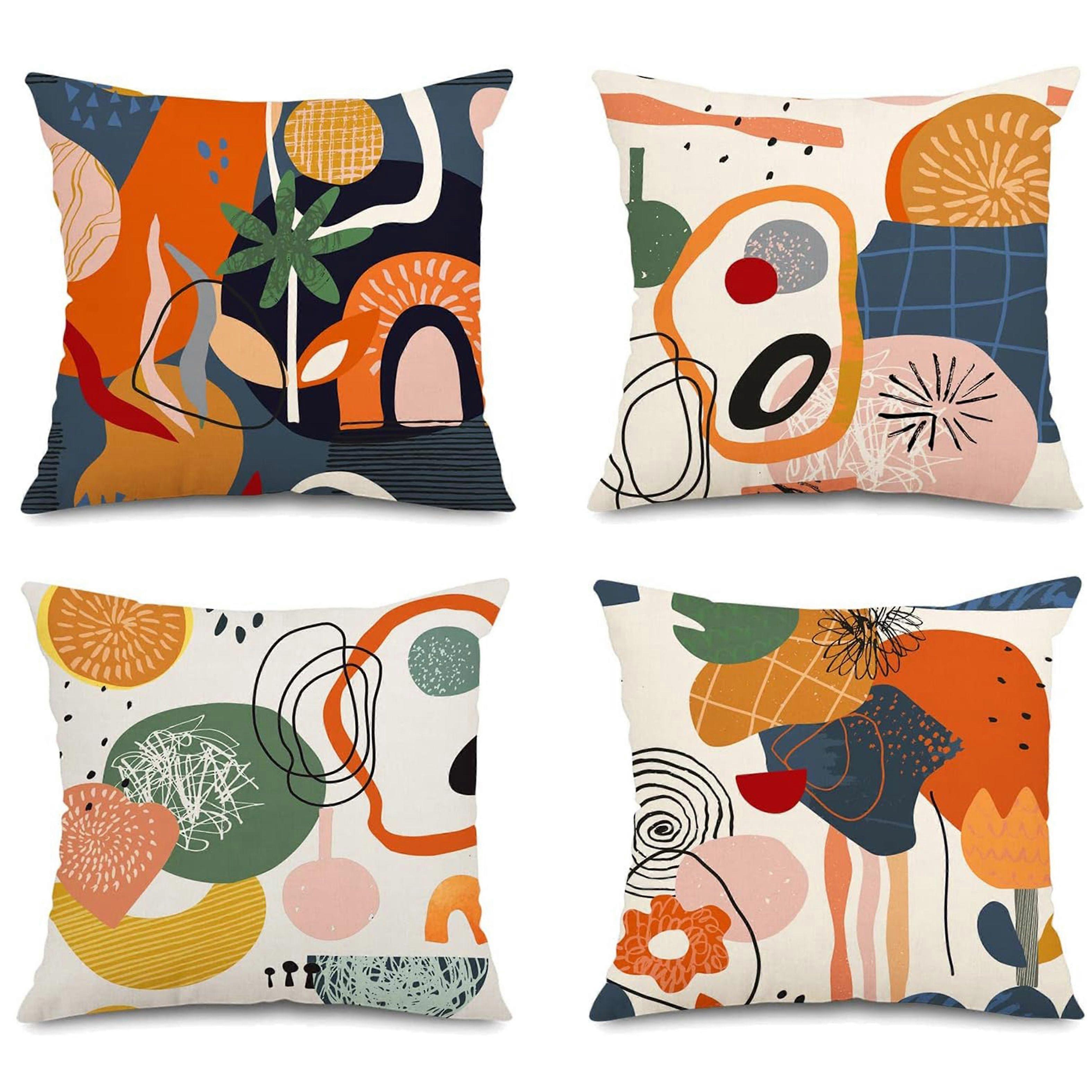 Floral Geometric Pillow Covers Set 4