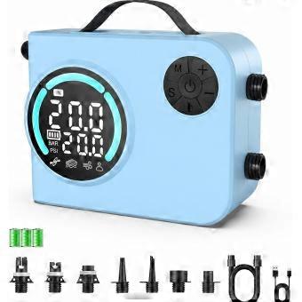 Kabelloser Luftpumpe für SUPs mit 20 PSI, automatischer Abschaltung, zum Aufpumpen und Entlüften, mit USB-C und 12V DC Anschluss, tragbarer Aufbläser für Kajak und Boot.