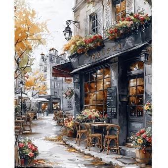 Charming Parisian Autumn Street Cafe Watercolor Wooden Puzzle RNB1490