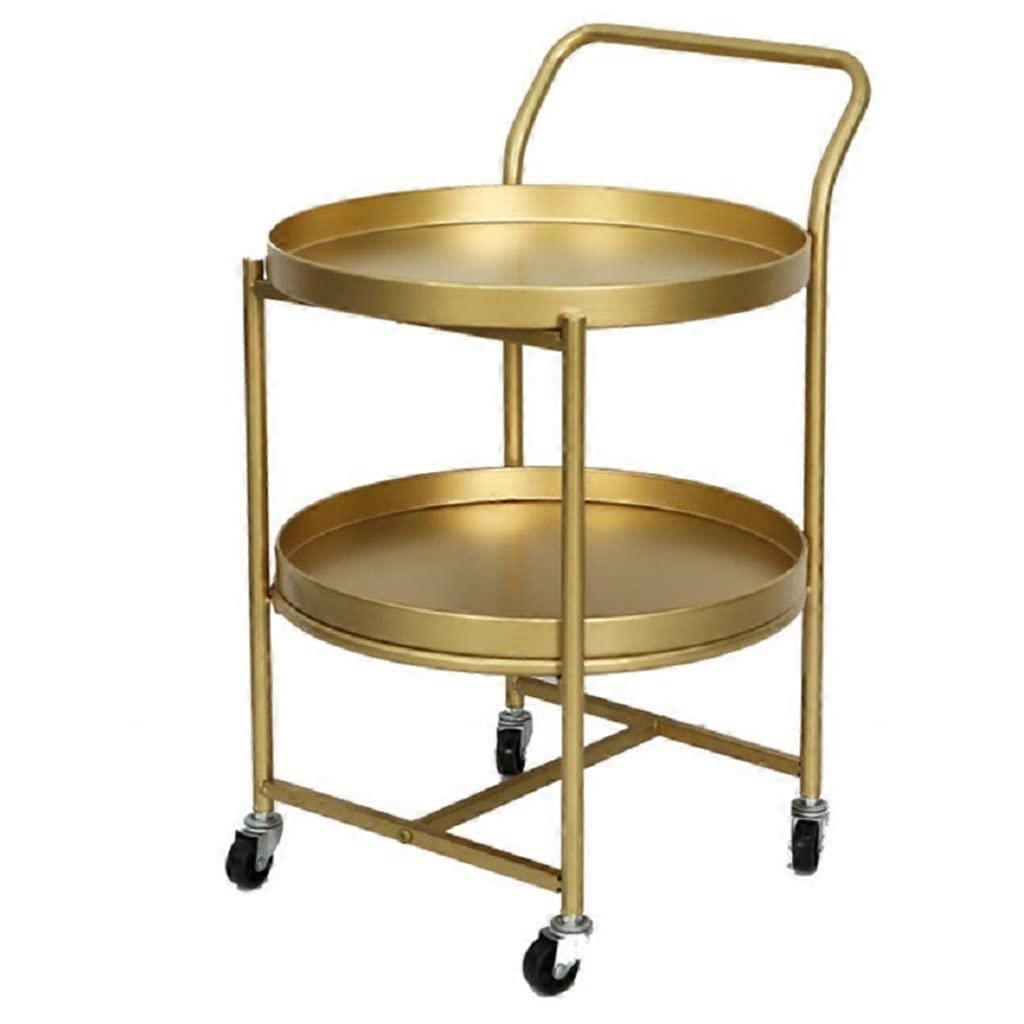 Side Table with Wheels Adjustable Height 2Tier Rolling End Table Coffee Cart with Lockable Wheels