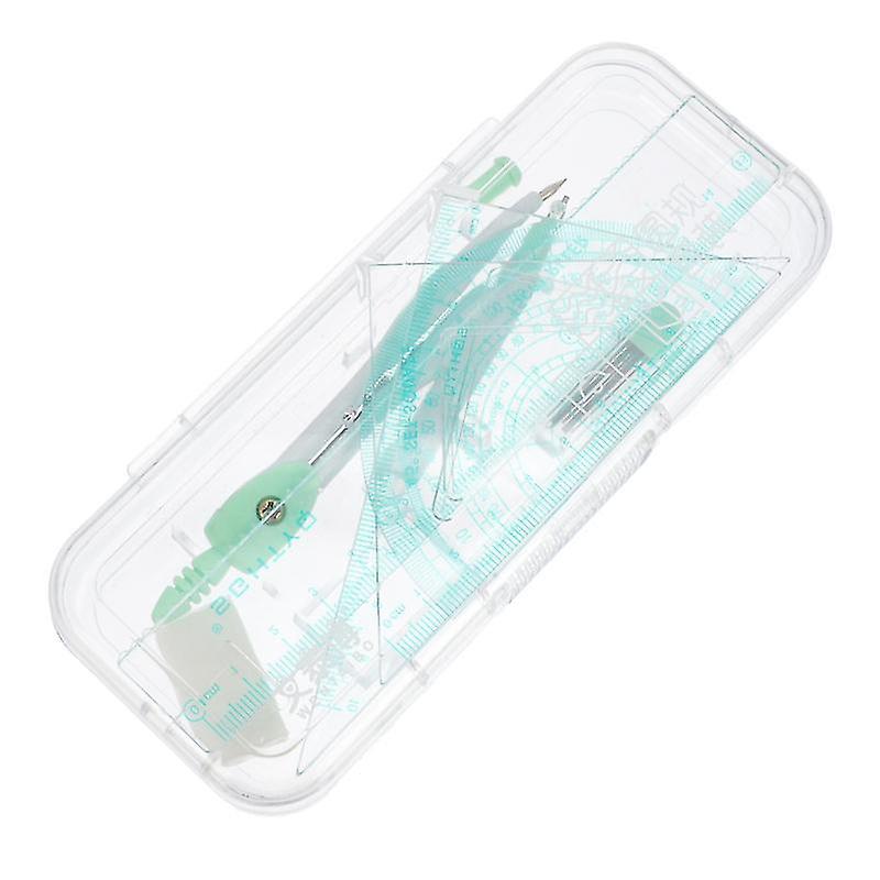 16.5X7cm Random Color Rulers 1 Set Metal Plastic Compass Tool Math Geometry Drawing Tool Student Com