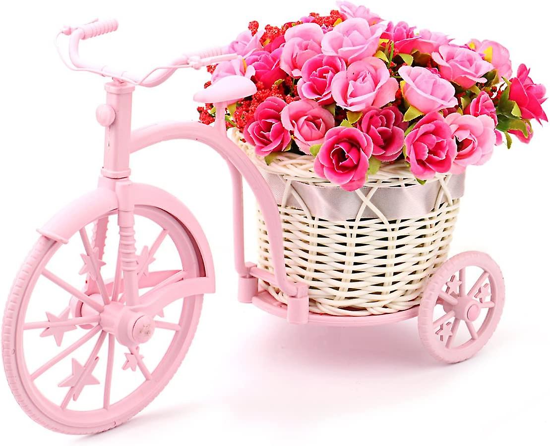 Nostalgic Bicycle Artificial Flower Decor Plant Stand (Pink)