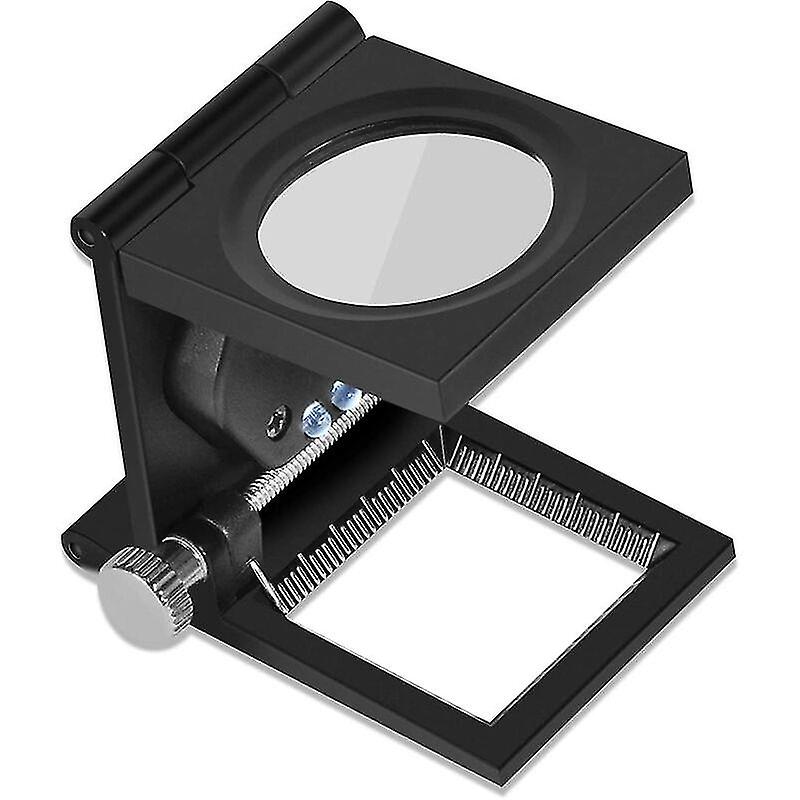 Mini Folding Magnifier, 10x Zinc Alloy Folding Magnifier With Scale, Zinc Alloy Pocket Magnifier Magnifier For Textile Optical Jewelry Tool