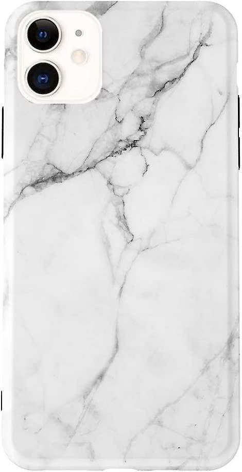 Compatível com iPhone 11 Capa de Telefone de Silicone de Borracha Macia TPU Slim à Prova de Choque 6.1 polegadas - Mármore Branco