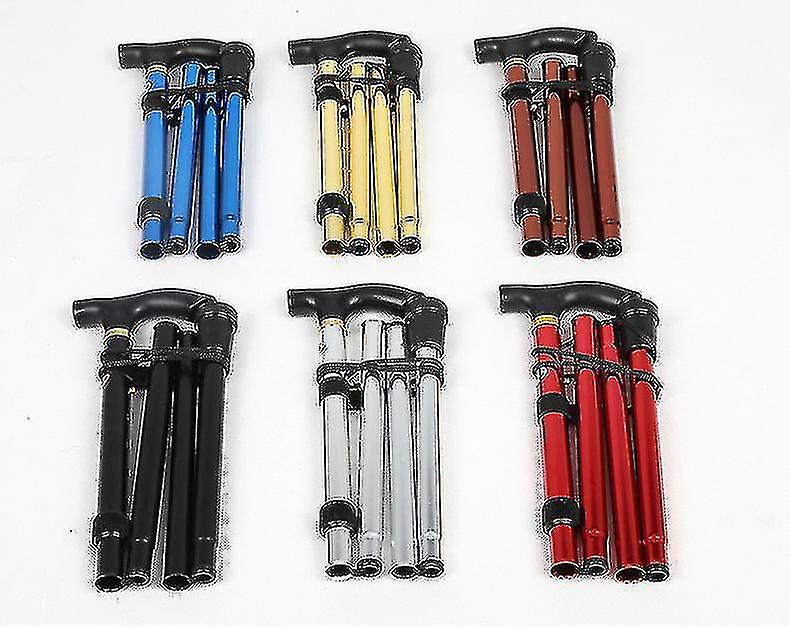 Folding Walking Stick Adjustable Solid Color Aluminum Alloy Walking Cane For Hiking Camping Durable
