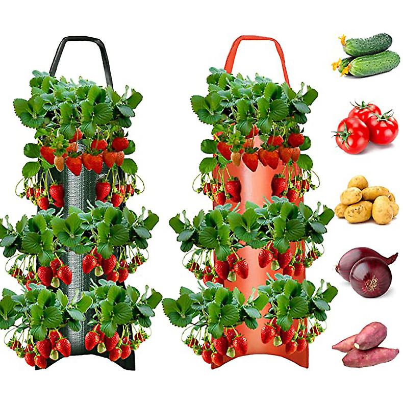 2 Pack Strawberry Hanging Grow Bags Green, Red