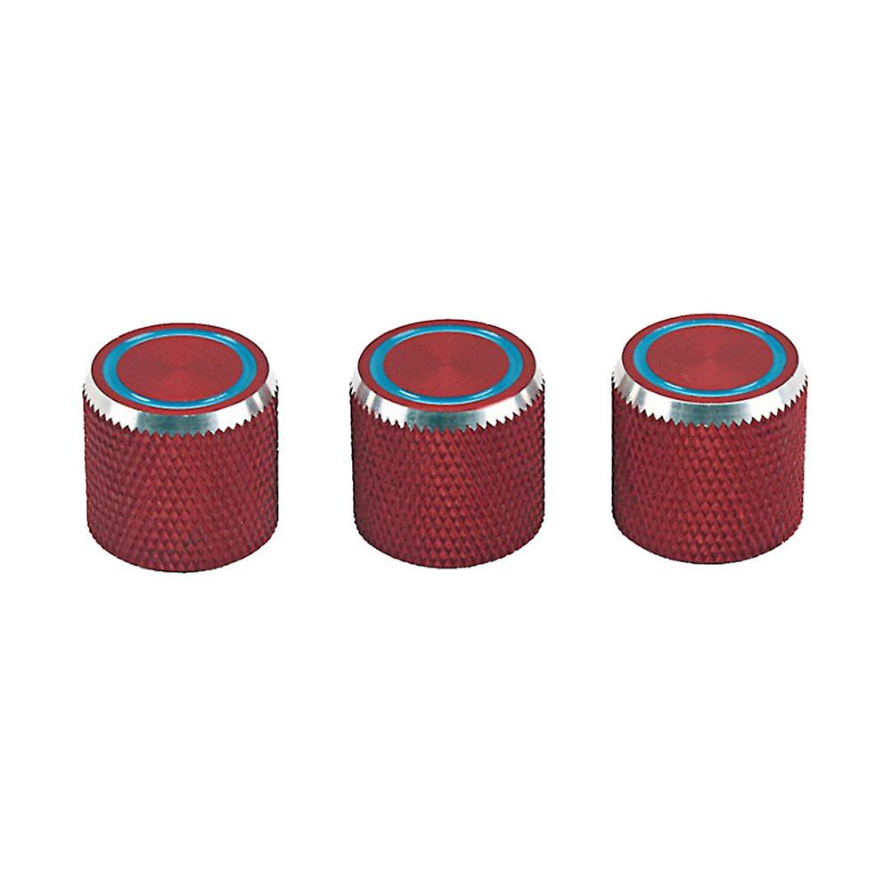 3 Piece Bass Guitar Control Knobs With Blue Circular Stripe