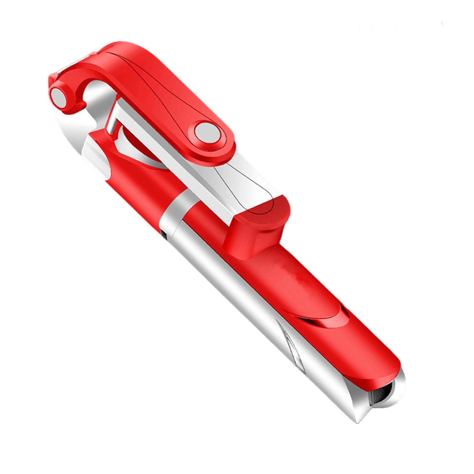 3 in 1 Folding Tripod Bluetooth Extendable Selfie Stick Wired Phone Red