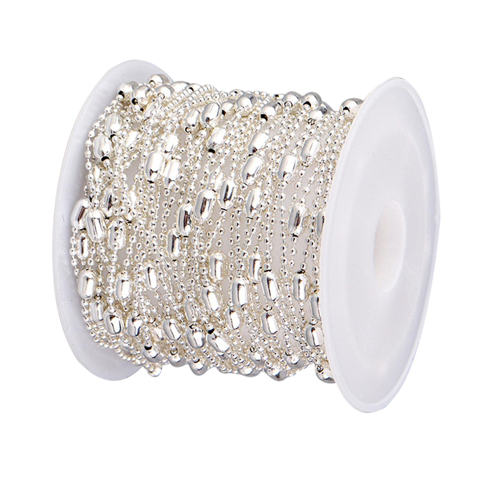 Metal Cable Chain Beaded Link DIY Anklet Necklace Bracelets Making Silver