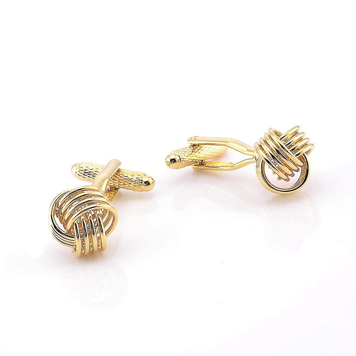 Gold Fried Dough Twists Car Flower Cufflinks Metal Surrounding Multi Line Fried Dough Twists Cufflinks Knot Cufflinks